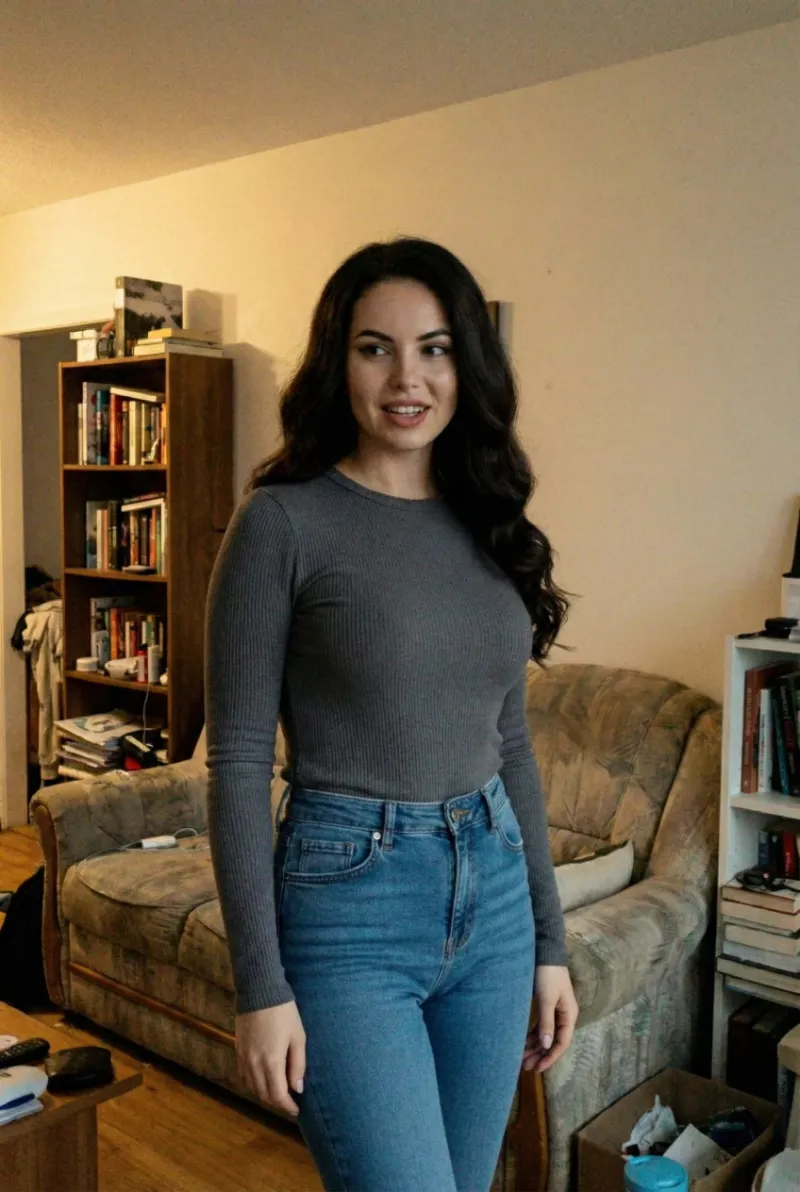 Selfie w lustrze przed obróbką